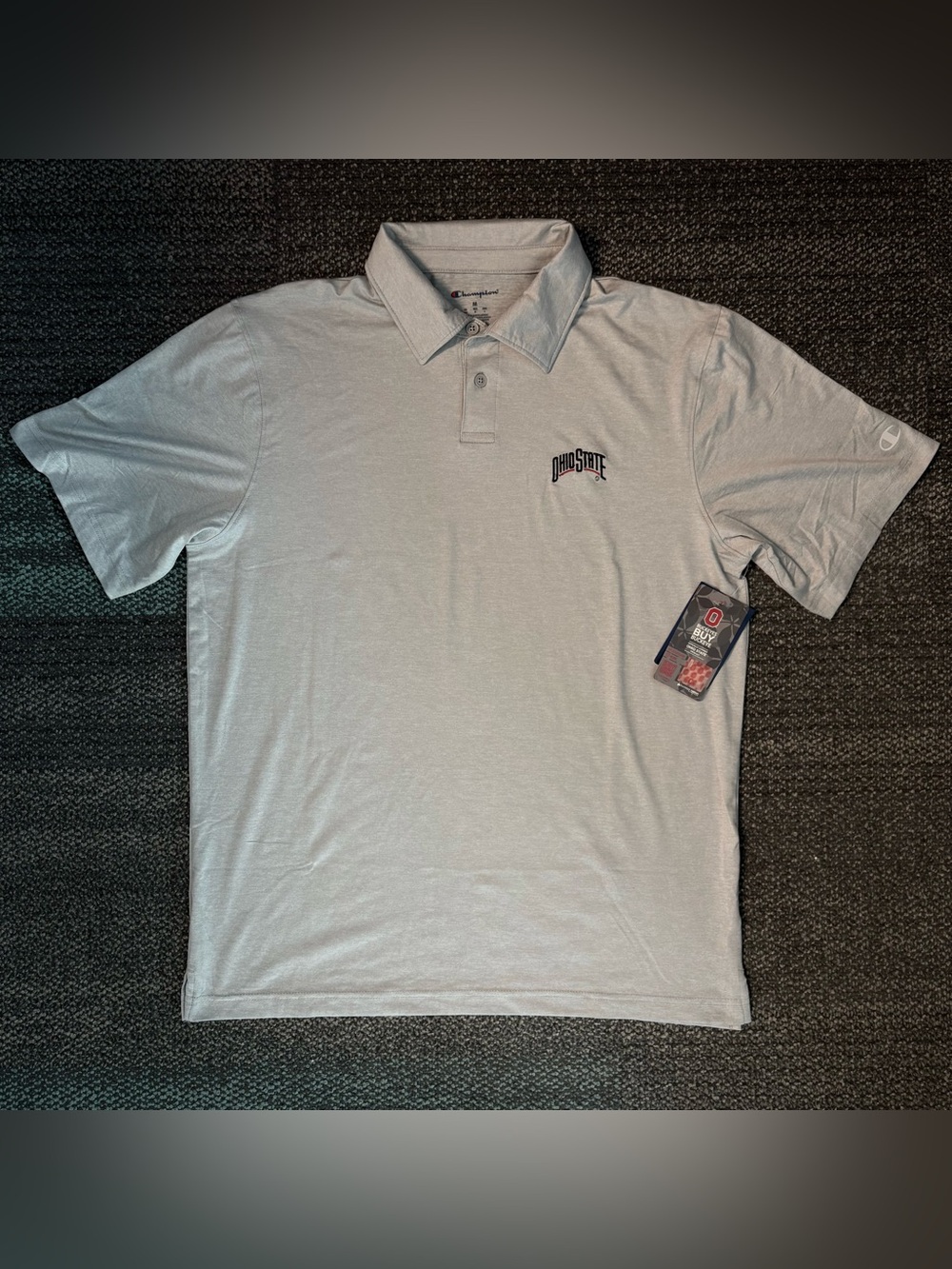 Champion Ohio State OSU Buckeyes NCAA Performance Polo Shirt Gray Silver Men M